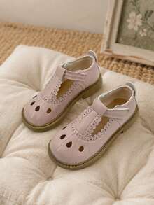 Kids Girls Mary Jane Shoes Strap Ruffle Detail Easy Wear Flats - Pink - View 4