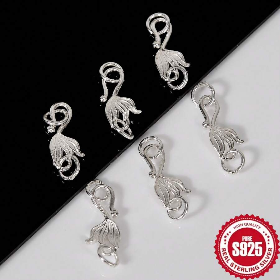 3pcs/Bag S925 Sterling Silver Fish Tail Clasp, Universal Connector, DIY Jewelry Accessories For Handmade Crafts - Multicolor - View 1