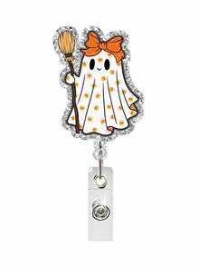 Pumpkin Ghost Retractable Badge Reel: Halloween Decoration, Acrylic Nurse ID Badge Clip, Party Name Tag & Party Favor - View 10