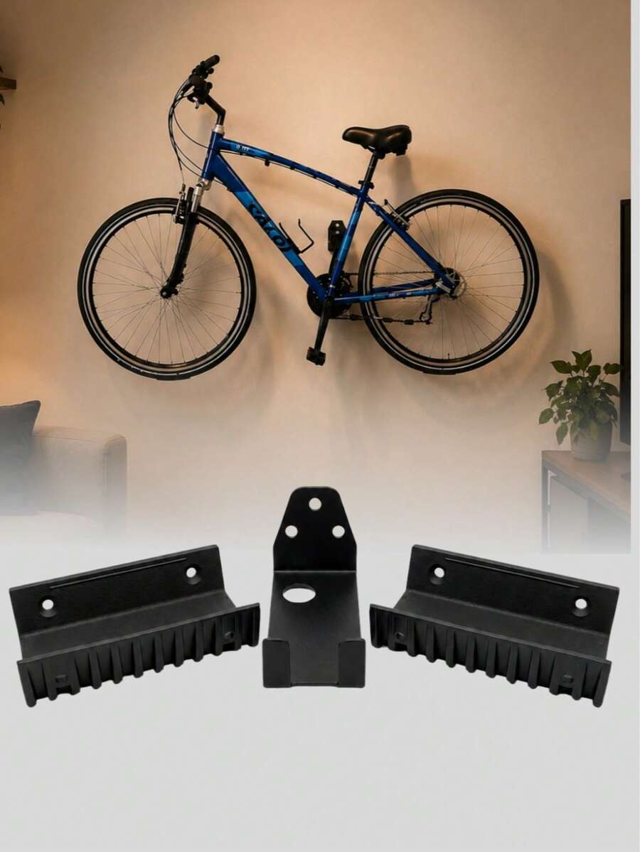 Suporte de Parede Bike Chapa Grossa - MTB e Speed PEDAL Aguenta 30 Kg - Preto - Visão 1