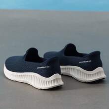 Skechers Women's Slip-Ins Lightweight Cushioned Hands-Free Breathable Mesh Walking Shoes - Navy Blue - View 3