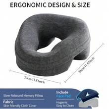 Face Down Pillow For Bed, Massage Headrest Face Pillow For Post-Surgery Recovery Or Beach Tanning, Breathable Design, Face Down Pillow For Massage - Massage Headrest For Bed, Face Down Pillow For Sleeping, Post-Eye Surgery Recovery, Massage Tools - Dark Grey - View 2