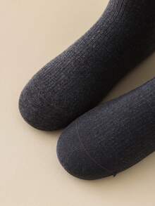 1/5 Pairs Women's Long Socks, Calf Socks, Spring/Autumn Style, Compression Slimming High Tube Half-Leg Slouch Socks, Solid Color Cotton - Multicolor - View 9