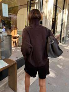 Sweater Turtleneck Fashion Musim Gugur/Dingin Wanita - Kopi Cina - View 7