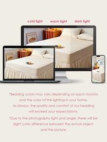 HONEYMOON 1pc Basic Lightweight Ruffle Bed Skirt, Classic Style, Soft & Fashionable, 100% Microfiber Material, 16 Inch Drop, Suitable For Home Bedding, School Dorm, Back To School Essential, Beige - Beige - View 10