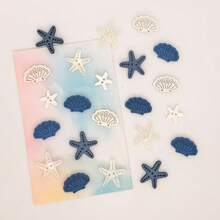 3/6/12/15/18/21Pcs Ocean Style Buttons, Starfish & Shell Shaped Double Hole Wooden Buttons, DIY Sewing Handmade Decorative Buttons, Suitable For Clothing, Scrapbooking, Handmade Accessories, Mixed Color - Multicolor - View 2