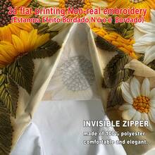 1pc Sunflower Print Pillow Case (2D Printed Pattern, Not Embroidered), Creates A Full Spring Atmosphere, 100% Polyester Square Single-Sided Printed Cushion Cover, Machine Washable, Zipper Closure, Suitable For Sofa, Bed, Car, Bedroom And Living Room, Pillow Insert Not Included - Yellow - View 3