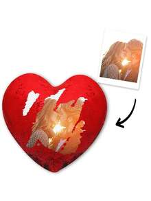 Custom Personalized Sequin Heart Throw Pillow - Photo Reversible Magic Pillow - Unique Gift For Couples, Family, Baby - Home Decor, Sofa, Bedroom, Valentine's Day, Anniversary - Multicolor - View 13