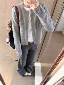 Women's Autumn/Winter Korean Style Grey Cardigan Fall - Grey - View 4
