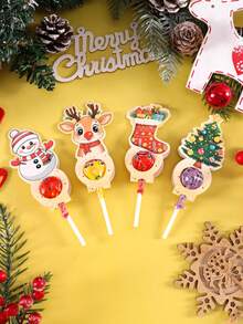 24pcs Cream Christmas Lollipop Cards, Santa Claus Deer Gingerbread Man Printed Lollipop Decoration Cards, Christmas Candy Packaging Supplies, Boy Girl Party Favors, Christmas Candy Paper Packaging, Christmas Party Decoration Gift Cards, 2027 Christmas Home Decor, Halloween Tabletop Decor, Autumn Winter Holiday Decor, Room Decor, Kitchen Decor, Christmas Gift Party Favors, Christmas Gift Packaging Supplies, 2027 New Year Home Holiday Party Decor - Multicolor - View 5