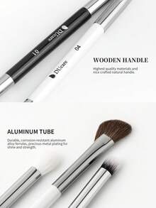 DUcare 5 Pcs Dual-Ended Eye Shadow Makeup Brush Set With Travel Makeup Bag, Essential Eye Brushes For Precision, Blending, Crease & Highlight - Black and White - View 4