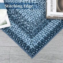 Techigher Modern Geometric Hallway Runner Rug, Washable Non Slip Kitchen Runner Mat, Soft Low Pile Runner Carpet For Entryway, Bedroom, Living Room - Gray-blue - View 9
