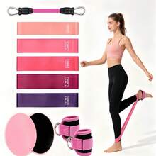 Set 3 Buah Pita Resistensi Yoga untuk Membentuk Kaki dan Pinggul, Peralatan Kebugaran dengan Tingkat Ketegangan Berbeda dan Tali Pergelangan Kaki - MultiWarna - View 1