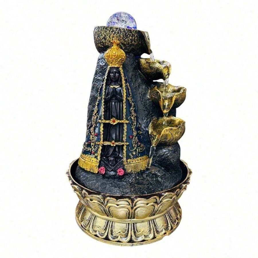 Fonte De Água Cascata Nossa Senhora Aparecida Led 30x20x20 - multicolorido - Visão 1