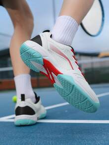Men's 2026 New Lace-Up Mesh Splicing Sneakers, Breathable, Durable, Professional Anti-Slip Badminton Shoes For Competition And Training - Multicolor - View 3