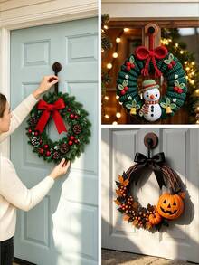 6/3/1pc Multi-Purpose Suction Cup Hook For Wreaths On Front Doors, Glass, Windows, And Smooth Surfaces - Ideal For Christmas, Thanksgiving, Halloween Decorations, And Use In Kitchen, Bathroom, Entryway - Multicolor - View 5