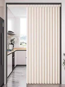 Foldable Privacy Shower Curtain With Polyester Wavy Mesh, Comes With White Hooks, Easy To Clean, Perfect Fashionable Home Decor For Shower Enclosure - Multicolor - View 1