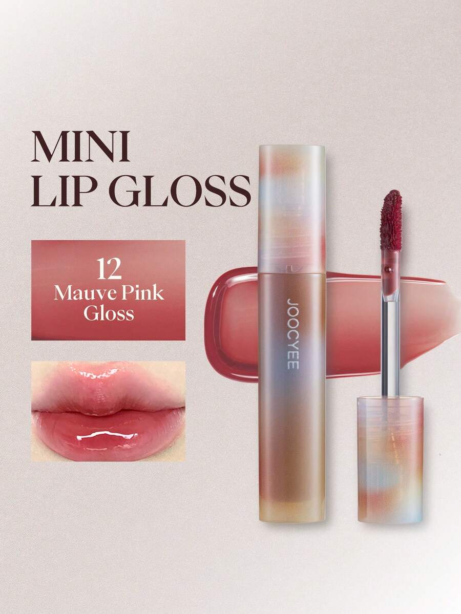 JOOCYEE Sampel Lip Gloss Mini Joocye Shell Mirror, Tekstur Cair, Ringan, Tidak Lengket, Kilap Transparan - 12 Lipstik Merah Muda Mauve - View 1