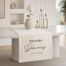 1 pieza Camino de mesa de boda personalizado, texto personalizable, adecuado para recepciones de boda elegantes y ocasiones especiales - Multicolor - Ver 4
