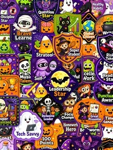 50Pcs Halloween Reward Motivational Stickers, Spooky Positive Praise Decor Supplies, Ghost Mummy Bat Pumpkin Decals For Classroom Incentives, Envelope Sealing, Planner & Scrapbook DIY Craft Projects - Multicolor - View 1