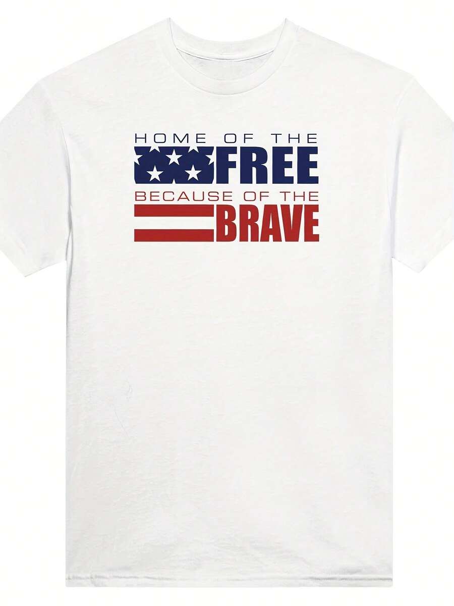 Home Of The Free 4th Of July Crewneck T-Shirt - Heavyweight Cotton Unique Fit - 款式 - 查看 1