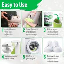 Shoe Washing Machine Bag Deep Clean 1 Pack 360° Deep Clean, Reusable, With Cleaning Fibers And Zipper, Shoe Washing Machine Bag, Sneaker Cleaning Kit - Green - View 3
