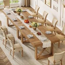 Tribesigns 63-Inch Rectangle Dining Table For 4-6 People, Farmhouse Thick Appearance Design, Rectangular Kitchen Dinner Table For Home, Natural Brown - Natural - View 4
