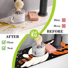 1pc Halloween Ghost Pumpkin Black Cat Pattern Sink Faucet Absorbent Mat, Drainage Mat, Suitable For Kitchen, Bathroom Sink, Countertop, Drainage Mat, Diatomaceous Earth Material, Trimmable, Quick-Drying Mat - Multicolor - View 7