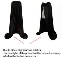 Adult Witch Black Long Plush Cosplay Cloak And Hat Halloween Costume Set, Vintage Medieval Witch Robe With Hooded Collar, Machine Washable Long Formal Cape, Suitable For Stage Performance, Role Play Party, Theme Event, Halloween Vampire Witch Cosplay, Party Photo Atmosphere, Stage Performance Party Decoration - Multicolor - View 9