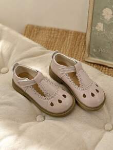 Kids Girls Mary Jane Shoes Strap Ruffle Detail Easy Wear Flats - Pink - View 6