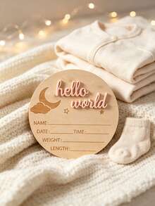 1pc Wooden Birth Announcement Sign, Creative Commemorative Plaque, Wooden Name Card, Name Announcement Board, Natural Wood Decoration, Baby Shower Gift, Suitable For New Parents And Teen Shower, Gift For Expectant Mother, Welcome Baby Gift, Newborn Welcome Sign, Photography Prop, Baptism Gift, Baby Gift Choice - Multicolor - View 15
