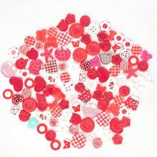 18/25/34/42/52/62/72/82/92顆/盒 鮮紅系列樹脂鈕扣，尺寸混搭且款式隨機，適合手工縫製DIY - 多款式 - 查看 9