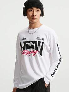 Nike Men's AS U NSW TEE LSE LS SWOOSH SPE Long Sleeve Knit Collarless T-Shirt TIM3782-100 - Black and White - View 1