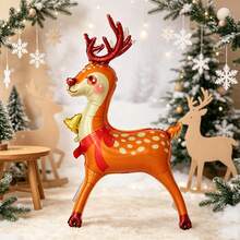 1pc Cartoon Bell Christmas Reindeer Foil Balloon, Suitable For Christmas Theme Party Decoration Props, Holiday Atmosphere Decor Supplies - View 4