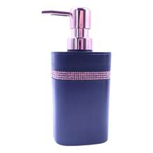 Micromax Porta Sabonete Liquido Com Strass Preto 300ml Luxo Rose - Multicolorido - Visão 6