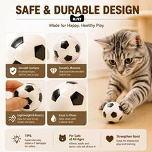 4pcs Cat Soccer Toys - Interactive Rolling Balls, Suitable For Kittens And Adult Cats, Lightweight And Durable, Indoor Entertainment - Black and White - View 4