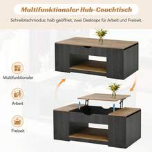 WF311892AAZ) Lift-Top Coffee Table - 109.5cm, Gray Frame, Elegant Design, Storage Space Under The Tabletop. - 1 - View 6