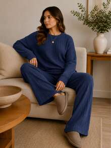 Women Two-Piece Outfits - Navy Blue - View 2