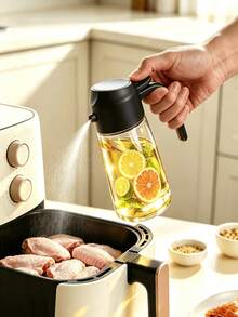 1pc Unique Hand-Painted Olive Branch Pattern Pp Oil Cruet, Unique Automatic Flip Lid Leak-Proof Oil Bottle With Handle, Exclusive Printed Olive Design Kitchen Olive Oil And Vinegar Container, Suitable For Cooking And Baking - View 10