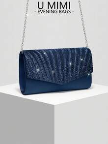 New Women's Sparkling Rhinestone Evening Bag, Bridal Wedding Bag, Versatile Handbag, Crossbody Bag, Wedding Season Bag, Perfect For Weddings, Conferences, Banquets, Parties, Balls, Beach Parties, Best Gift For Women - Blue - View 4