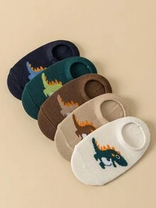 5/10 Pairs Baby Boys Ankle Socks, Dinosaur Pattern, Cute Comfortable Breathable All-Season Low-Cut Short Socks - Multicolor - View 4