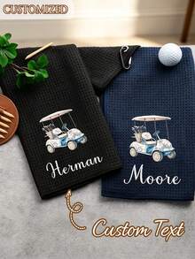 Personalized Golf Towel, Customizable Initial/Name And Floral Pattern, High-Quality Quick-Dry Sports Towel With Clip - Multicolor - View 8