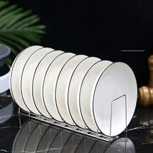 1pc Kitchen Dish Drainer Rack, Plate Storage Tray, Pot Lid Organizer, Home Kitchen Utensil Storage Tool - Multicolor - View 1