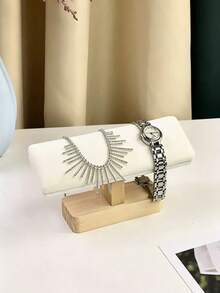 1PC/2PCS Wooden Single Layer Bracelet Storage Rack Headband Necklace Watch Bracelet Display Stand Jewelry Headscarf Display Prop Accessory Decoration Rack - Log Flat Single Layer Bracelet Stand - View 4