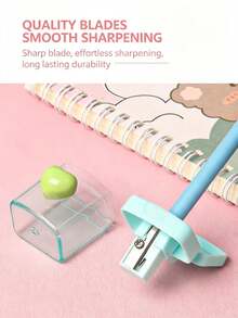 4pcs/Set Single Hole Rotating Handheld Pencil Sharpener, Macaron Color Cute Heart-Shaped Cartoon Design, Transparent With Lid, Portable Pocket Pencil Sharpener, Suitable For Children And Students. Ideal For Classroom Rewards, Student Gifts, Party Favors And Small Souvenirs. Fashionable Creative Stationery, Suitable For Daily School Use (Randomly Shipped) - Multicolor - View 2