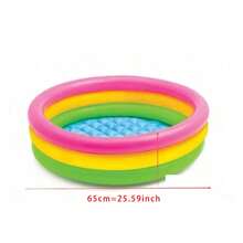 Colorful Triple Ring Thickened Inflatable Swimming Pool, Quick Inflation Convenient Storage Long-Lasting Leak-Proof, Anti-Slip Reinforced Base Stable Anti-Tip, Thickened Wear-Resistant Material Pressure-Resistant Tear-Resistant, Multi-Functional Bath Tub, Play Pool, Suitable For Indoor Living Room, Balcony, Yard, Backyard, Patio, Outdoor Lawn, Beach Multiple Scenarios - Multicolor - View 10