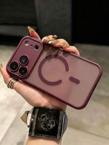 1件裝奢華極簡商務磨砂亮面親膚梅櫻磁吸手機殼，適用 Apple 18 Pro Max 17 AIR 16 15 14 13 12 11 Pro Max Plus，軟 TPU 背蓋 - 梅子色 - 查看 4