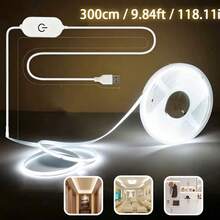 Touch Dimming COB LED Strip USB Flexible Diode Light Strip, Suitable For Room DIY, TV PC Backlight, Wall Decoration Linear Lighting - White - View 9