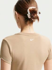 Nike Women's AS W NSW NK CHLL KNT MD CRP Short Sleeve Knit Collarless T-Shirt TIW1214-242 - Mocha Brown - View 5