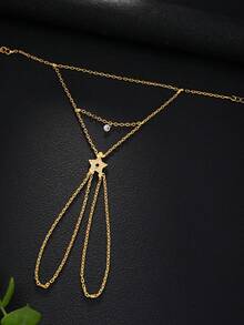 STONEFANS 1pc Star Bracelet Accessory Fashion Versatile Rhinestone Ring Bracelet Integrated Chain - Star - View 5